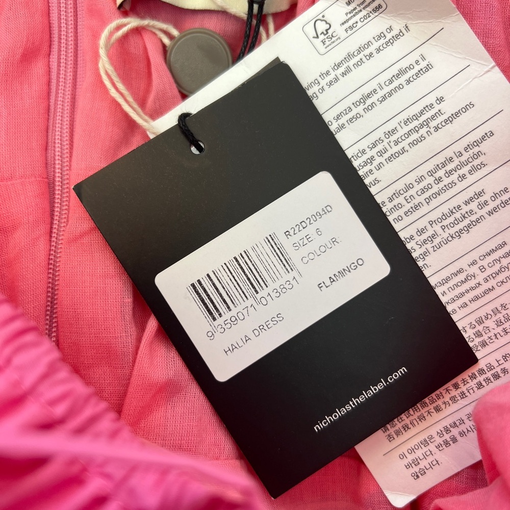 *New* NICHOLAS Halia Shirred Cotton-poplin Midi Dress In Flamingo Pink, Size 6 - Picture 6 of 8